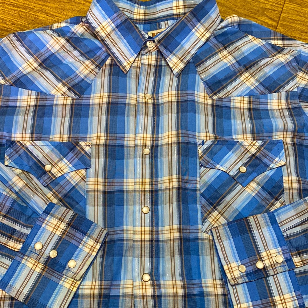 Vintage Ely Cattleman Plaid Lightweight Thin Worn-In Distressed Pearl Snap Shirt